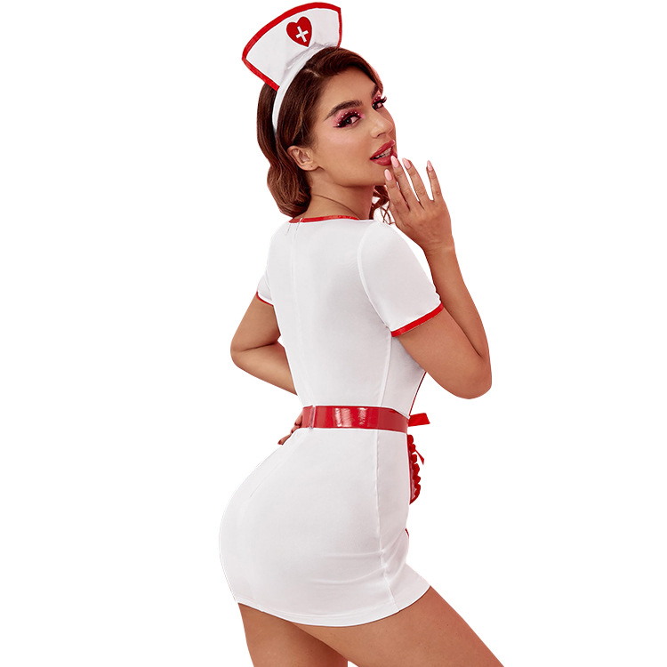 Adult Classic Nurse Costume with Cap and Apron For Women